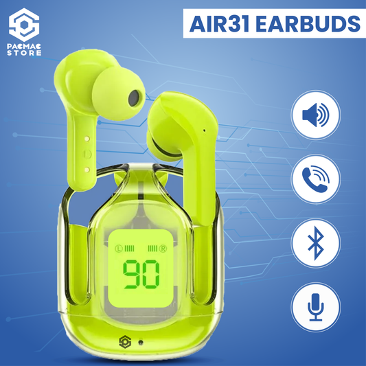 Air31 Earbuds Wireless Crystal Transparent Bluetooth 5.3 Air 31 Ear buds Wireless Headset Transparent Charging Case